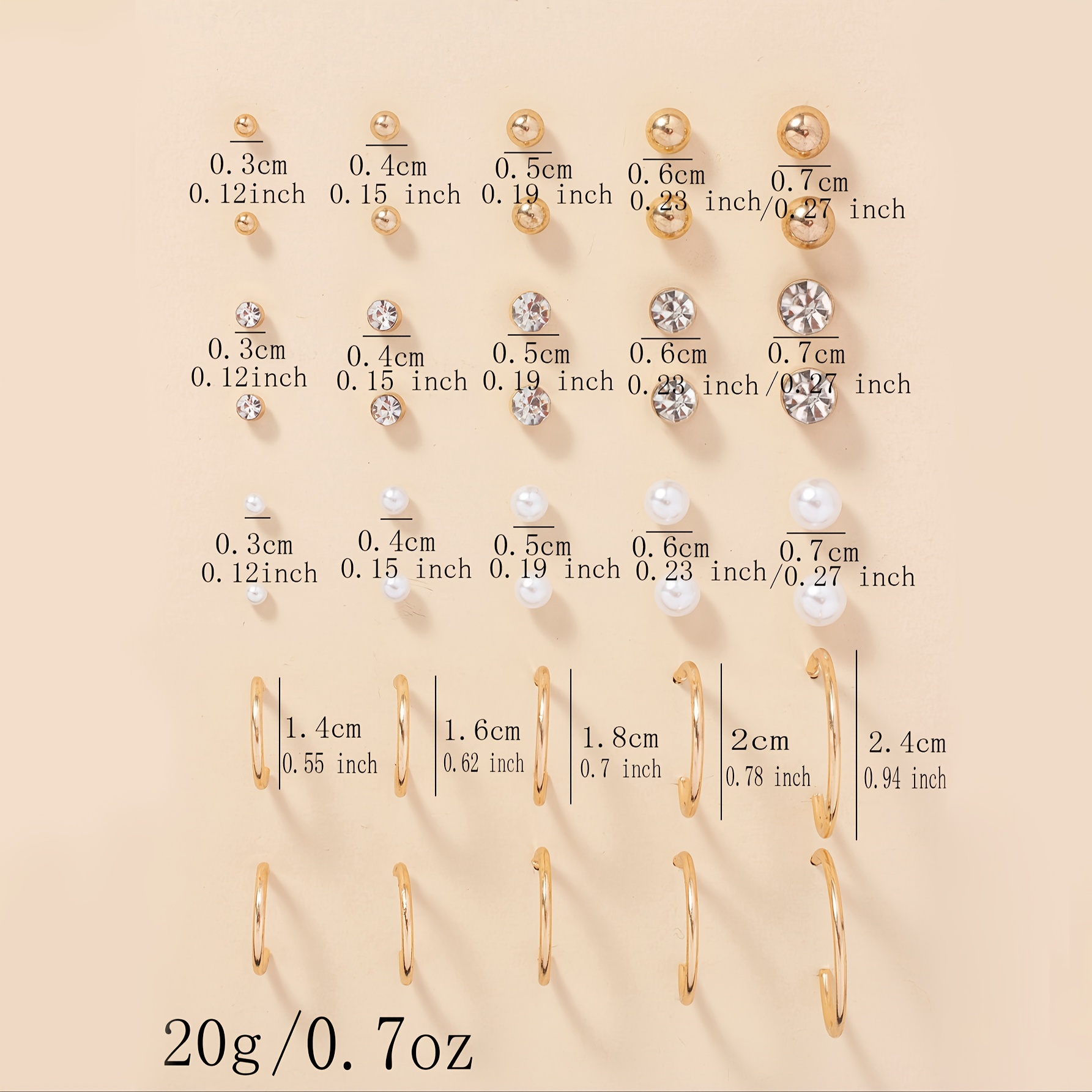 20 Pairs Pearl Ear Studs Women's Holiday Gift